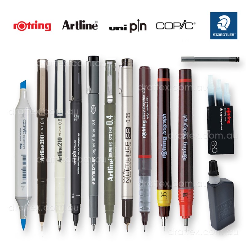 Black Ink Rotring Tikky Graphic Fine Liner Pen 0.50mm 