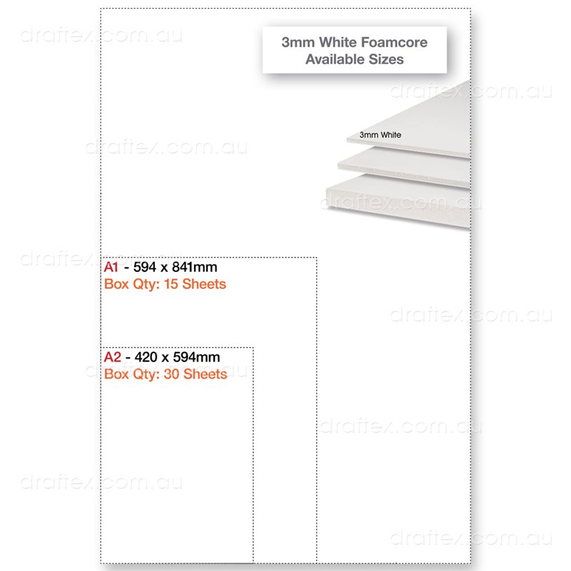 3Mm White Foam Core Available Sizes  Box Quantities