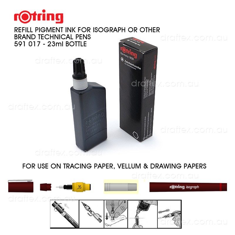 591017 Rotring Pigment Refill Drawing Ink For Technical Pens 23Ml Bottle