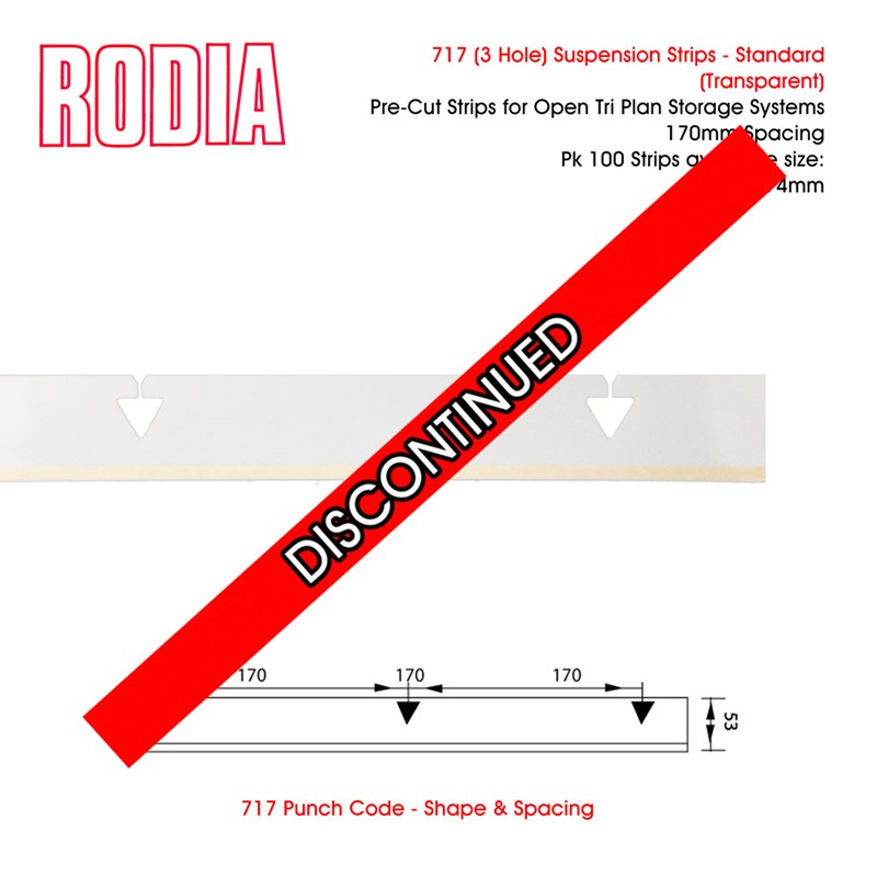 717A1 Rodia 717 3 Hole Standard Suspension Strips A1 594Mm For Open Tri Plan Storage Systems