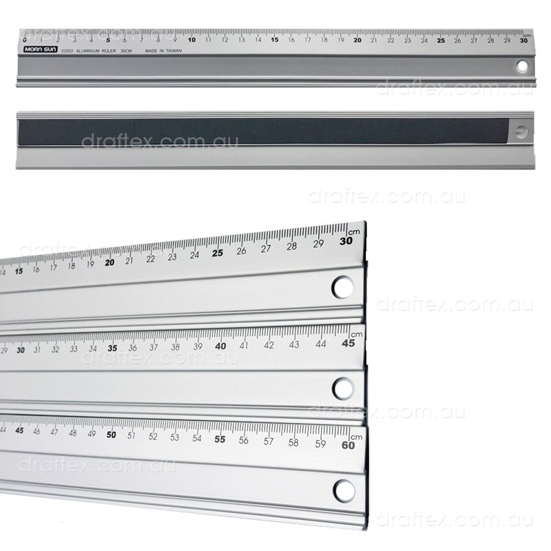Acrns30 45 60 Mornsun Aluminium Cutting Ruler With Non Slip Base In 30 45 60Cm Lengths