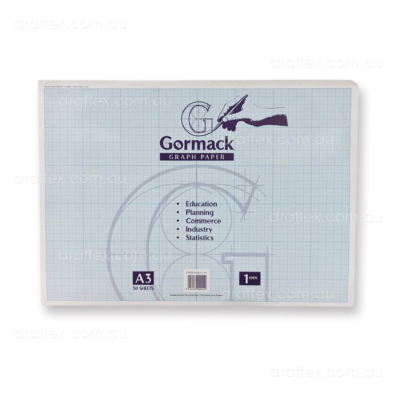 Graphpadc102xa3 Gormack Graph Paper Pad C102x 50 Sheets A3 1Mm Grid