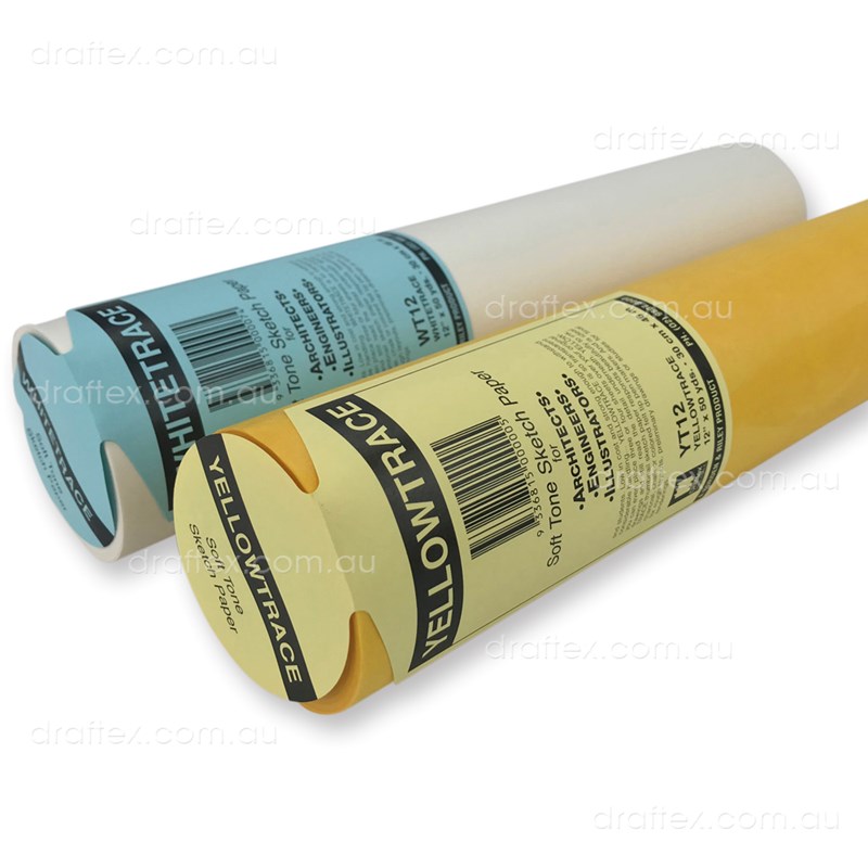 Wt12 Yt12 Draftex Yellowtrace Whitetrace Soft Tone Sketch Paper 27Gsm Roll 12Inch X 50 Yards